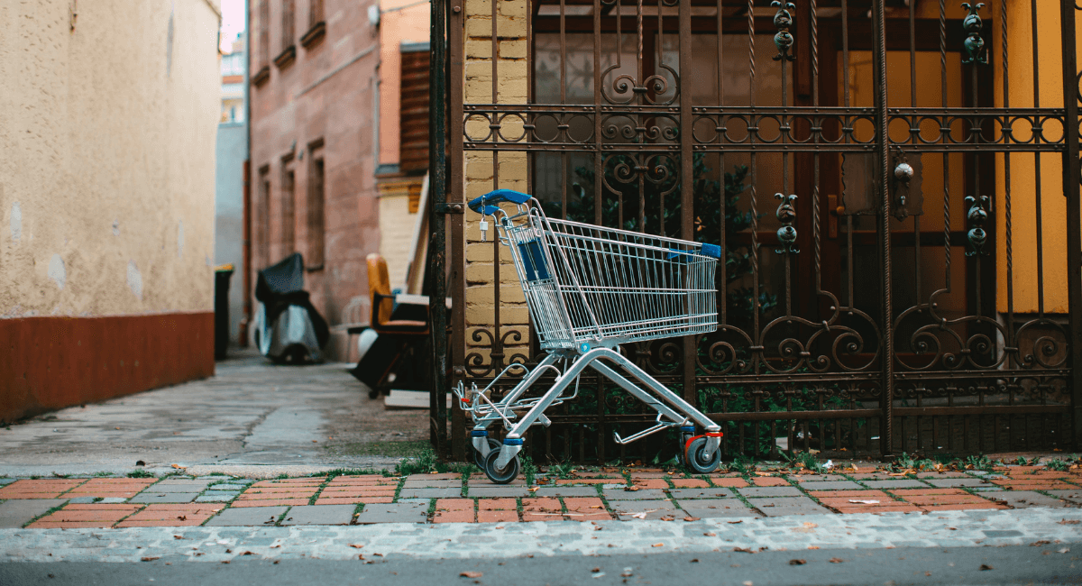 Shopping Cart Abandonment Statistics - Empty shopping cart on a street