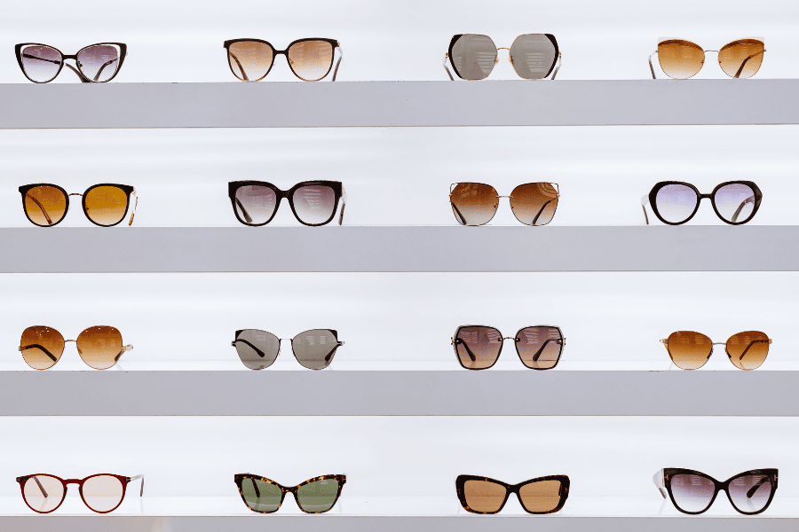 Types of Sunglasses - Sunglasses on Shelf