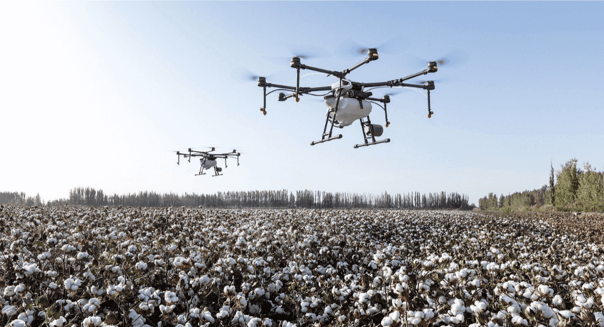 Fast Fashion Industry Statistics - Two drones above a cotton field