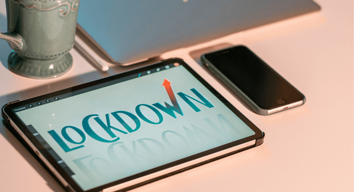 Online Shopping Statistics - Tablet displaying the word lockdown